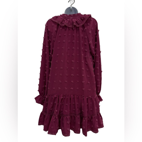 Snappy Turtle Burgundy Ruffle Tier Dress Small - Picture 7 of 8